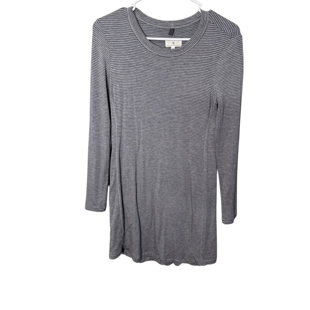 Lou & Grey Grey Striped Long Sleeve Knit Dress XS